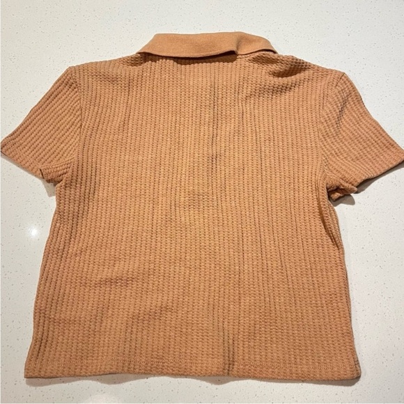 Urban Outfitters | BDG | Waffle Knit Cropped Collared Short Sleeve Crop Top - Picture 4 of 4